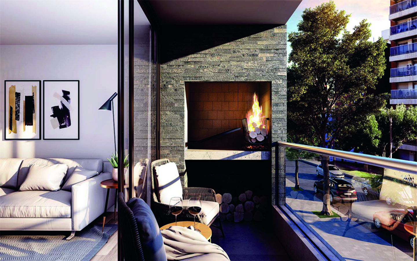 Lyon, terrazas con parrillero